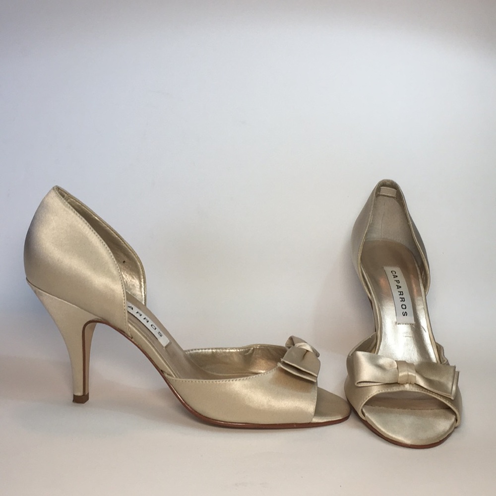 Golden Cream Caparros Heels with Bow